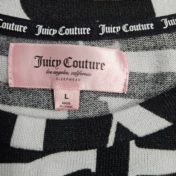 Juicy Couture Black White Letter Print Long Sleeve Top Knit Large Spellout - Picture 9 of 15
